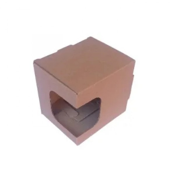 Caixa Caneca Individual (COM VISOR) - Cód: 25C - Medida: 11 x 09 x 10 - Papelão Pardo Micro-ondulado