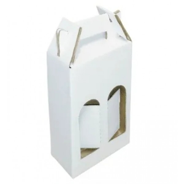 Caixa 2 Cervejas 600ml - Papelão Branco Onda Simples (Pacote com 50 Unidades) 15 x 07 x 25