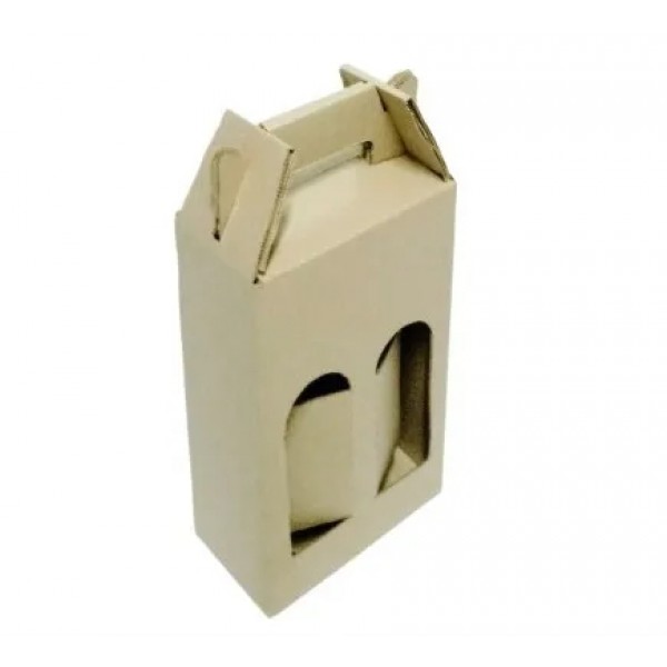 Caixa 2 Cervejas 600ml - Papelão Pardo Onda Simples (Pacote com 50 Unidades) 15 x 07 x 25