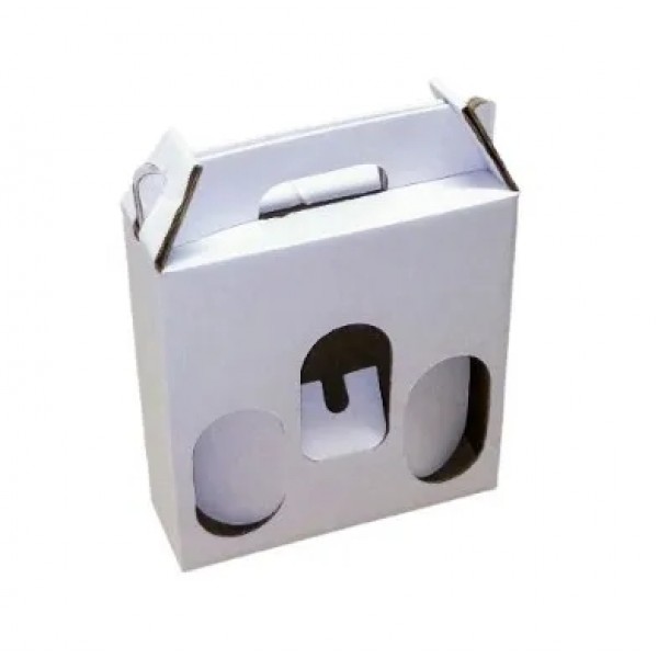 Caixa 2 Cervejas 600ml e 1 Taça - Papelão Branco Onda Simples (Pacote com 50 Unidades) 24 x 08 x 25