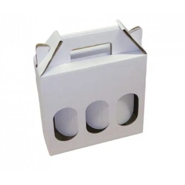 Caixa 3 Cervejas 600ml - Papelão Branco Onda Simples (Pacote com 50 Unidades) 25 x 08 x 25 