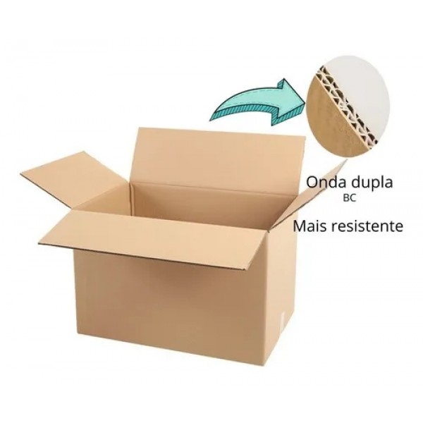 Caixa 4 Abas - Papelão Pardo Onda Dupla (Pct com 30 Unidades) 54 x 40 x 38