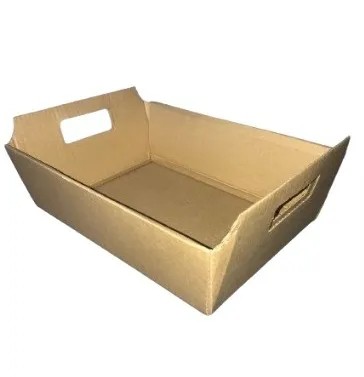 Caixa Tipo Bandeja Com Alças - Medidas: 33 x 23 x 12 - Papelão Pardo Onda Simples - (Pacote com 50 Unidades)